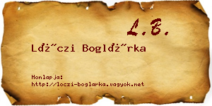 Lóczi Boglárka névjegykártya